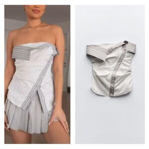 NWT Zara striped strapless top